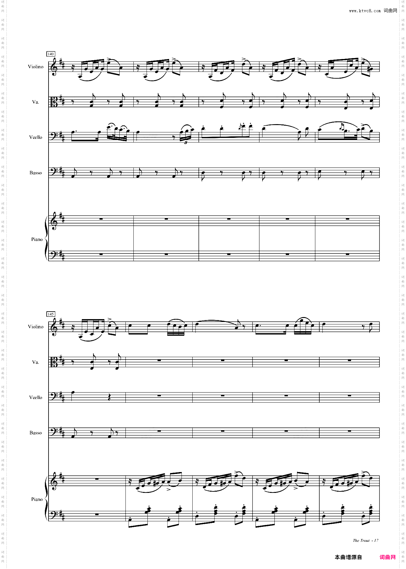 鳟鱼钢琴五重奏第四乐章