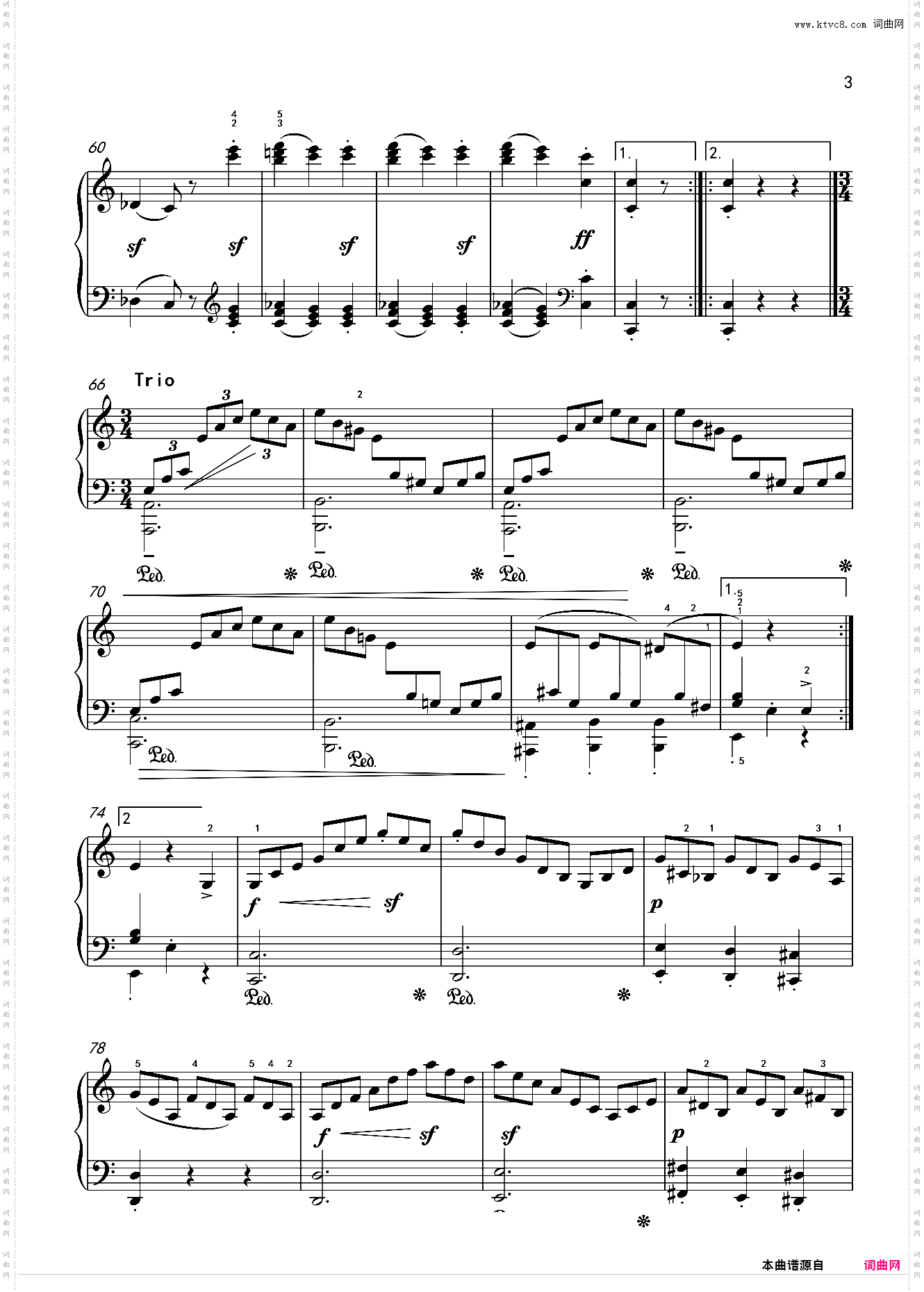 大调奏鸣曲第三乐章