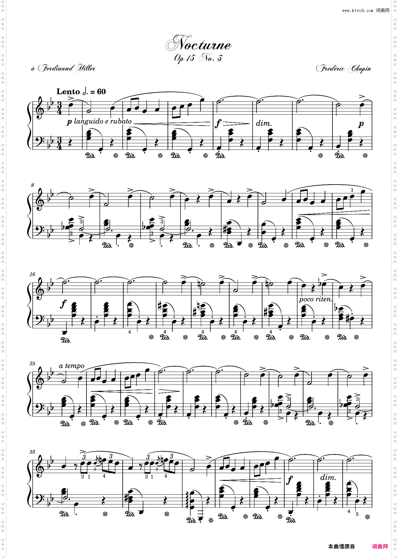 肖邦g小调夜曲 Nocturne Op· 15 No· 3