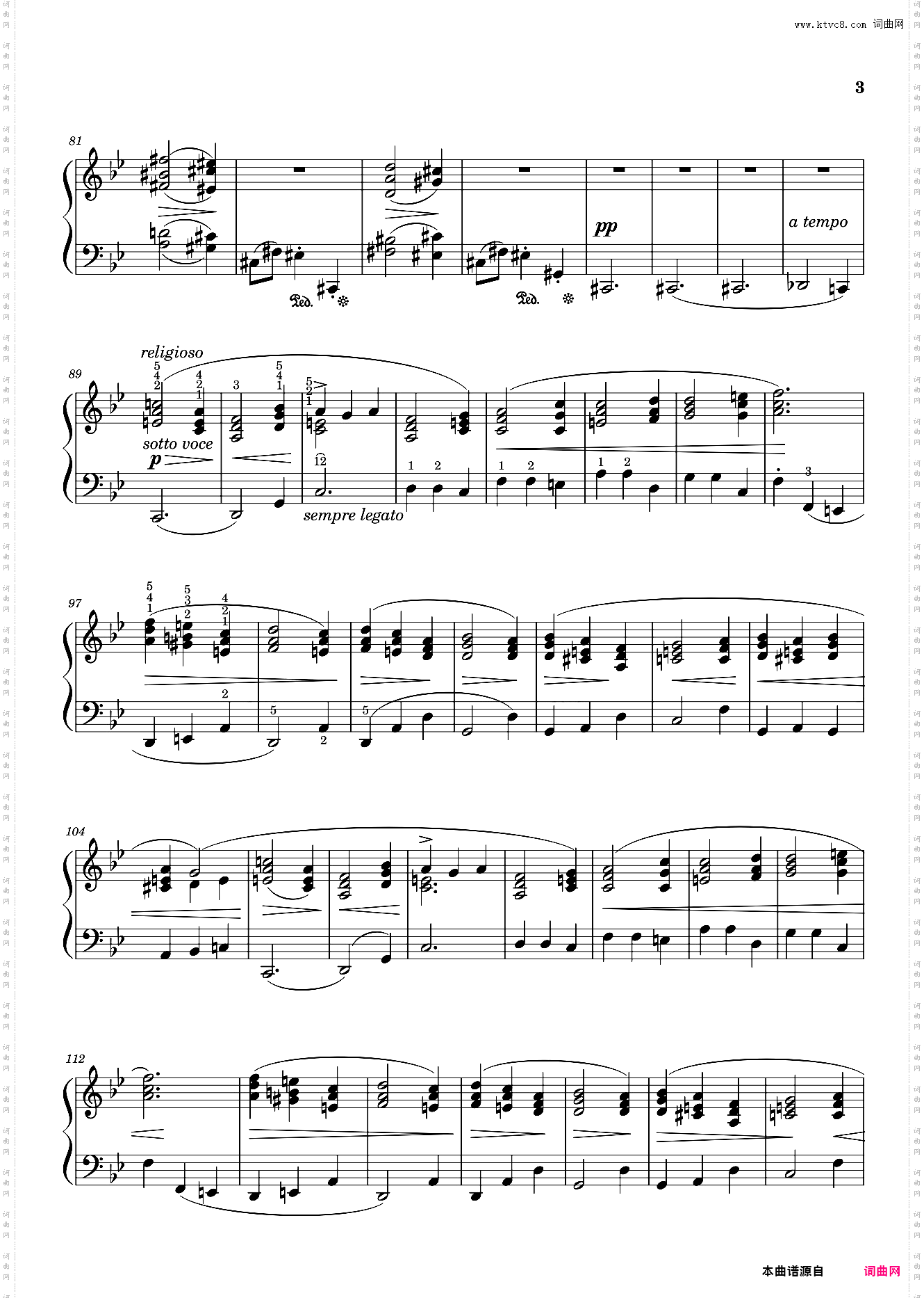 肖邦g小调夜曲 Nocturne Op· 15 No· 3