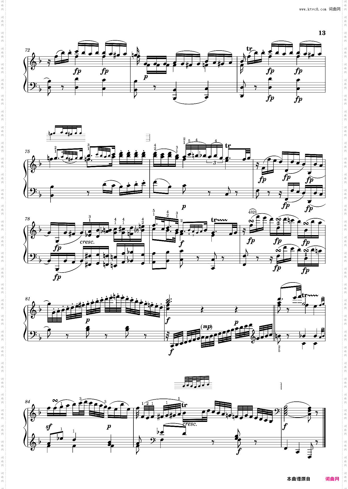 莫扎特第八奏鸣曲 Sonata No· 8, 2nd Movement K· 310