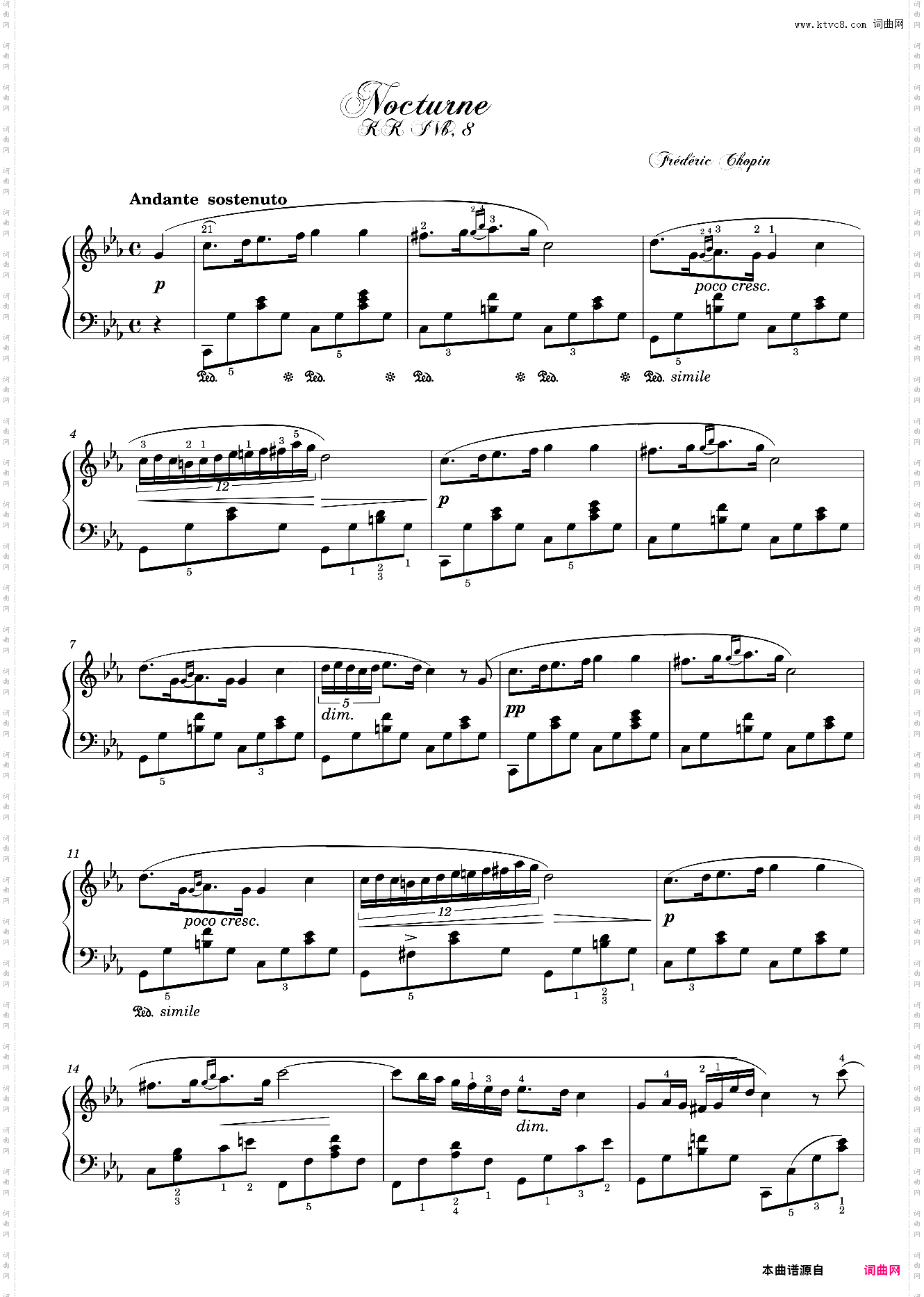 肖邦夜曲KK IVb Nr·8