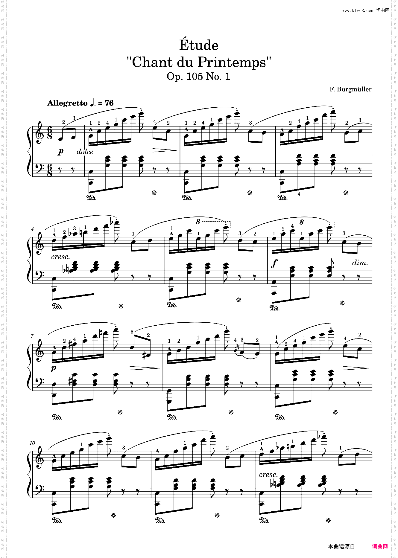 肖邦练习曲 瀑布étude Op· 105 No· 1 Chant du Printemps