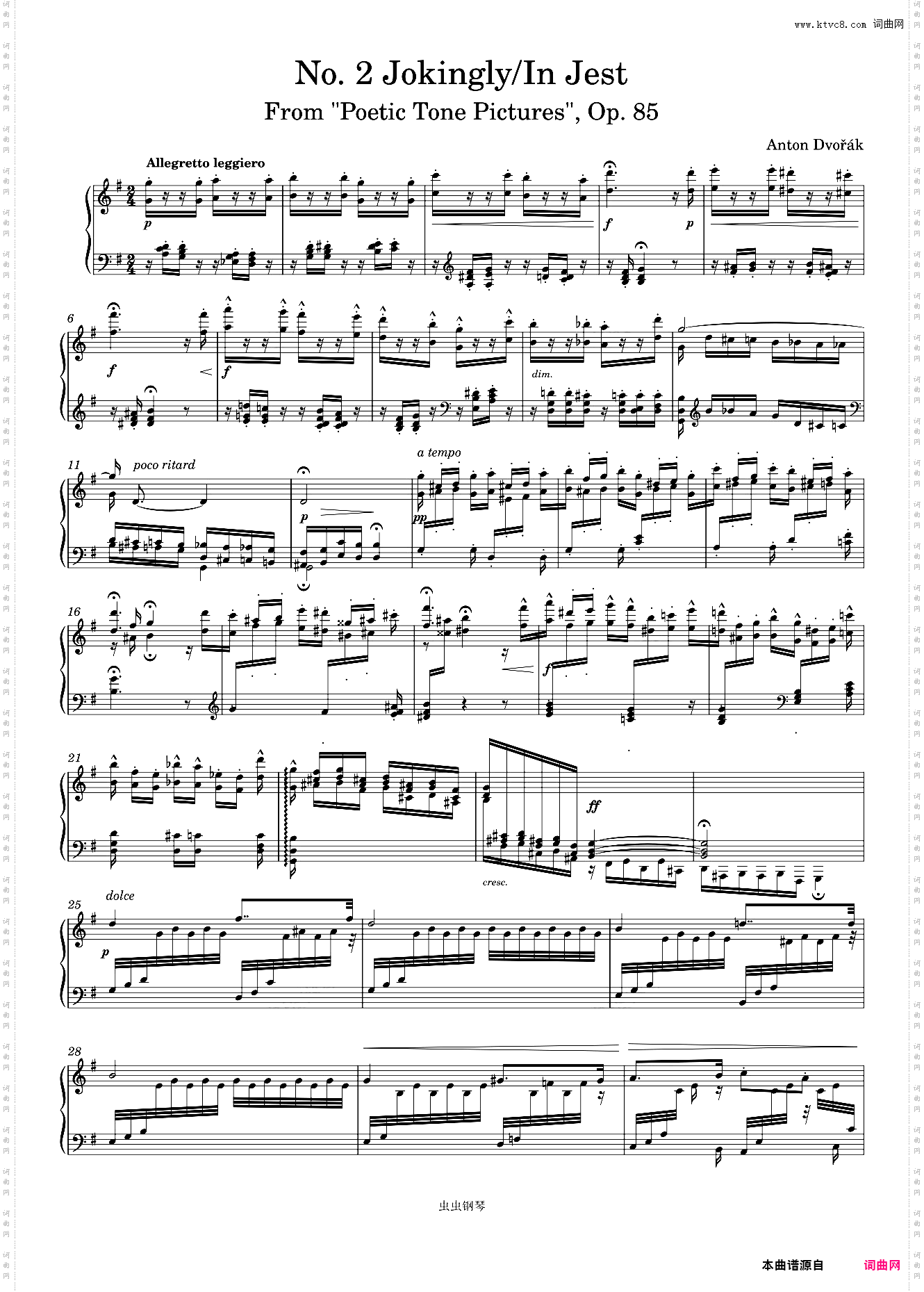 Dvo?ák Jokingly/In Jest Piano solo