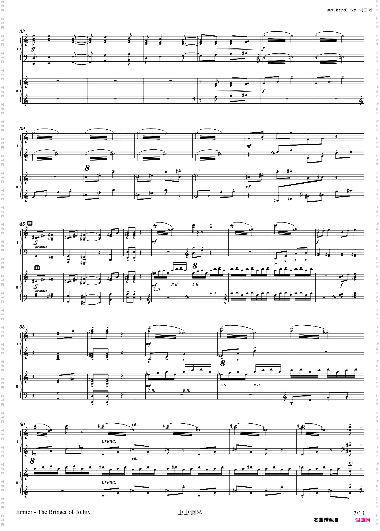 Jupiter - arr· for two pianos by Gustav Holst