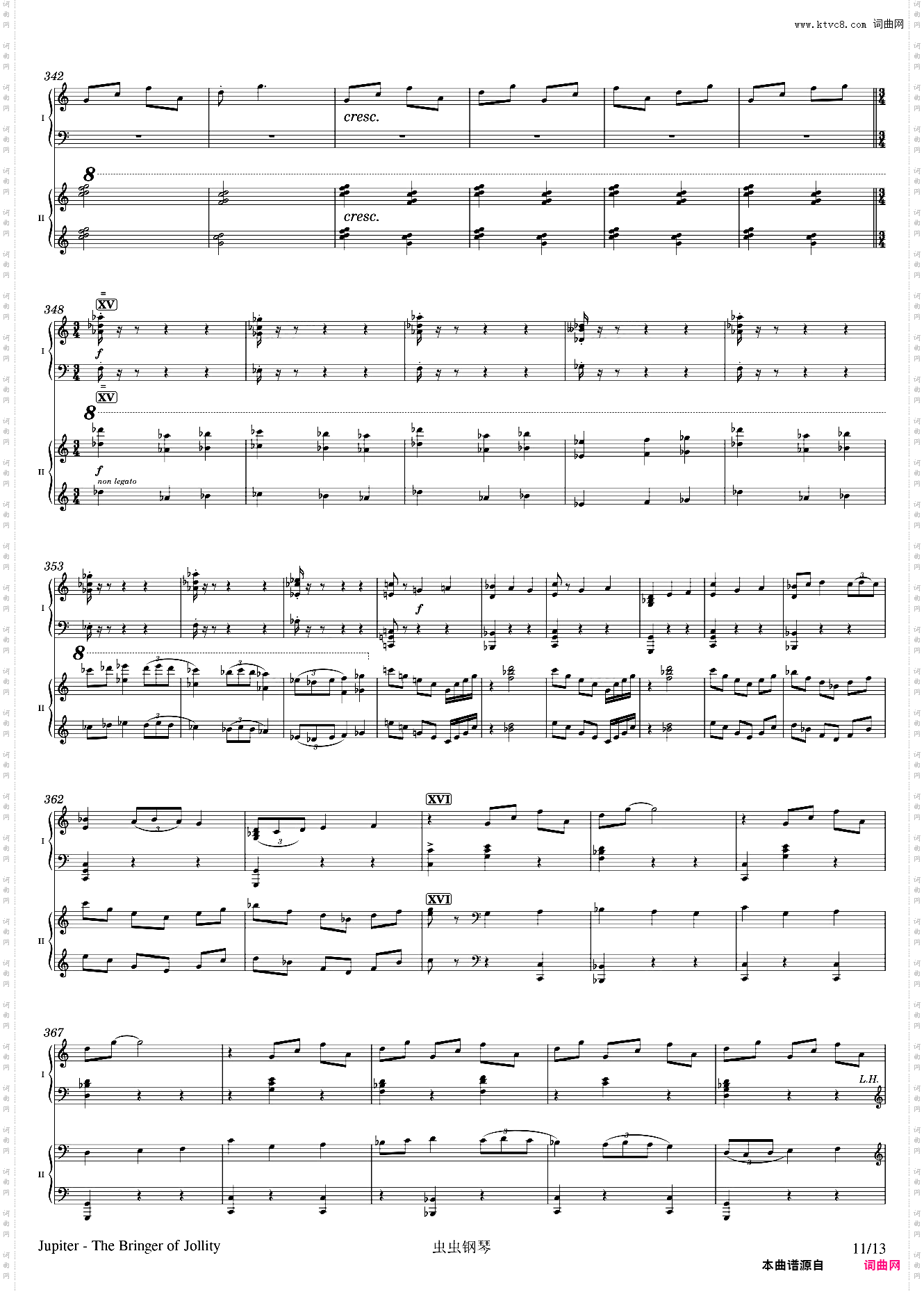 Jupiter - arr· for two pianos by Gustav Holst