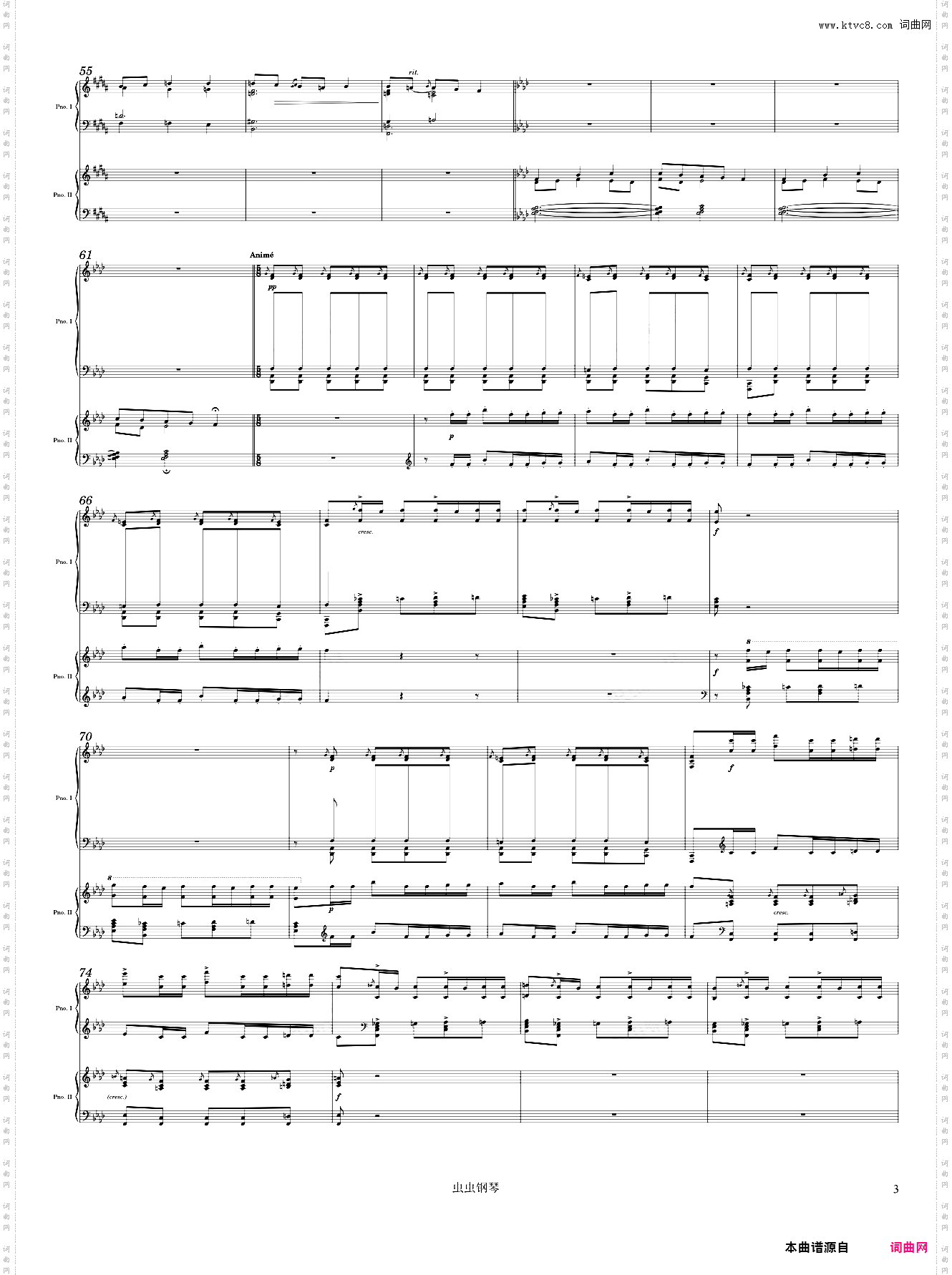 Dupré Fantaisie in B Minor 2nd Movement Arr· for 2 pianos