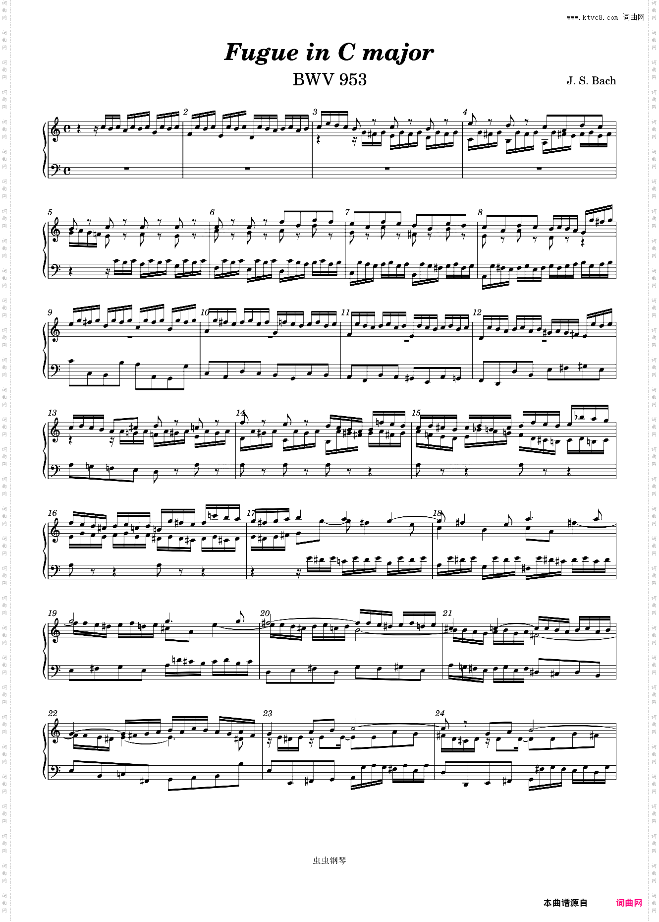 J· S· Bach: Fugue in C major, BWV 953