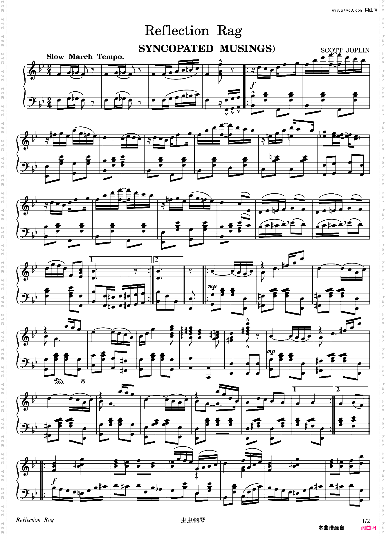 Reflection Rag - Scott Joplin - 1917