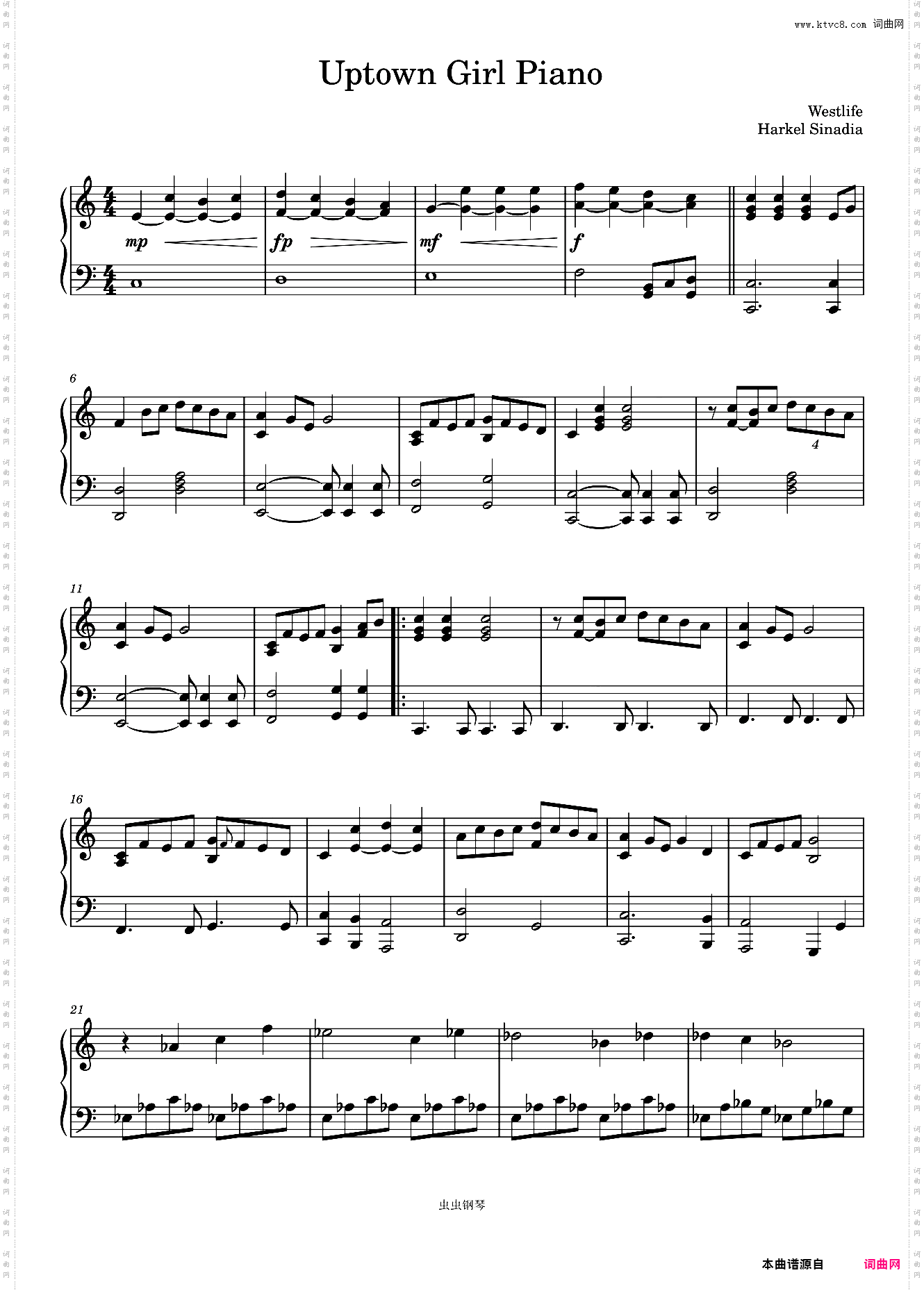 Uptown Girl Piano