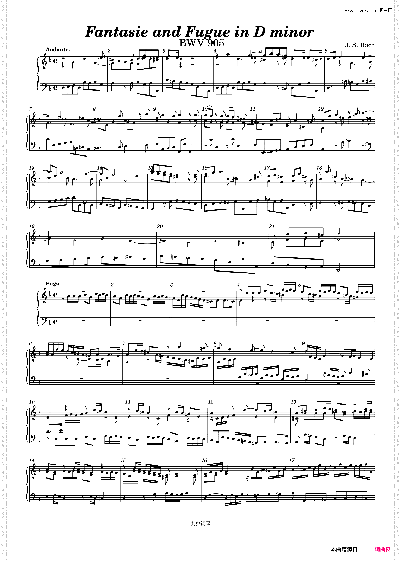 J· S· Bach: Fantasie and Fugue in D minor· BWV 905