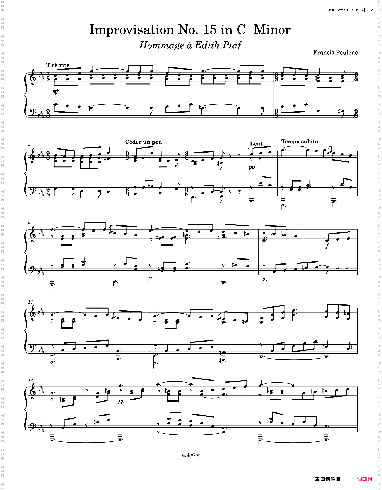 Poulenc Improvisation No· 15 Hommage à Edith Piaf Piano solo