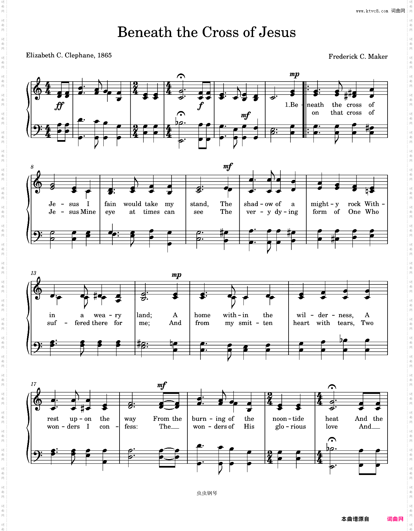 Beneath the Cross of Jesus-Frederick C· Maker