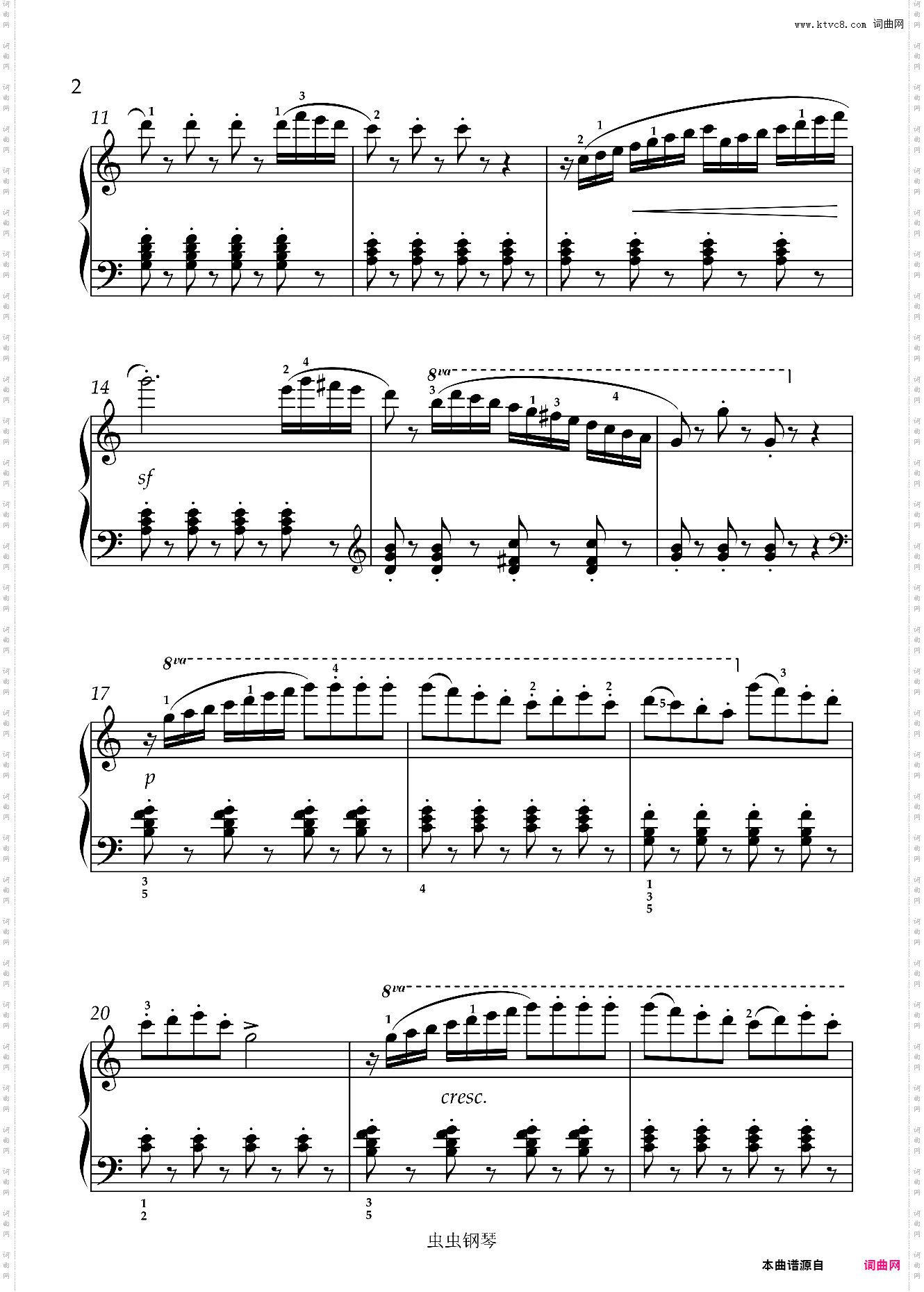 车尔尼练习曲599 No·49 C调版带指法
