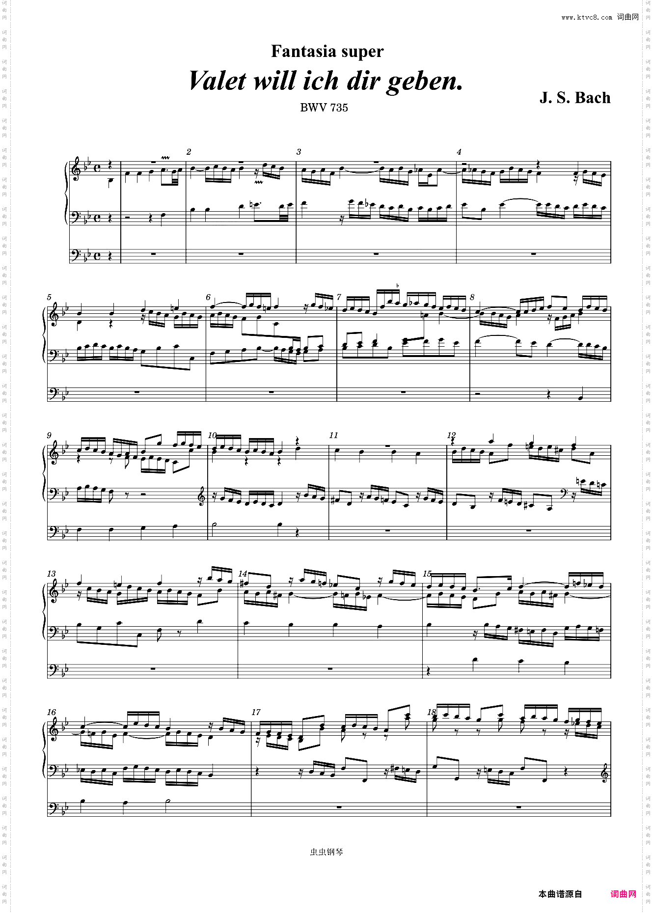 J· S· Bach: Fantasia super 'Valet will ich dir geben'· BWV 735
