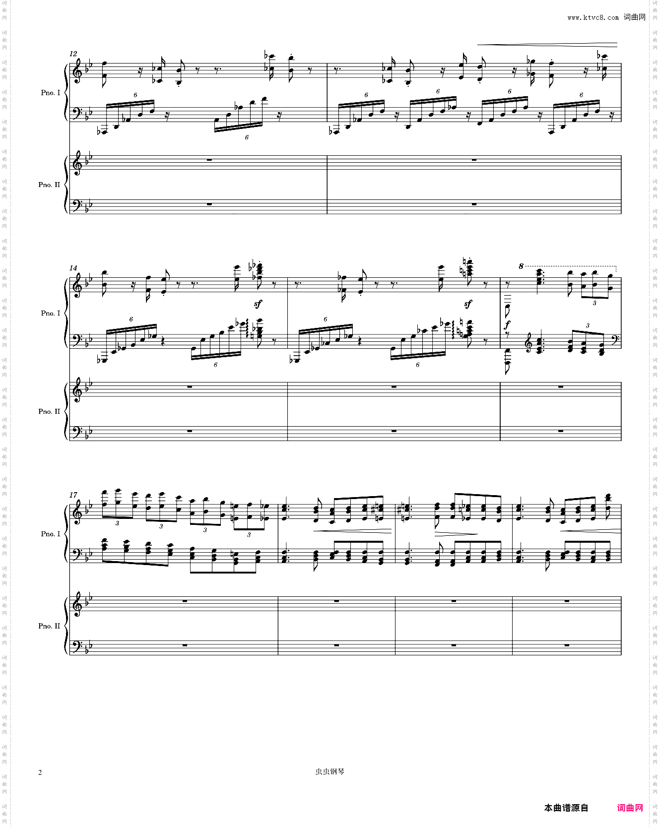 Brahms Piano Concerto No· 2, 1st Movement arr· for 2 pianos