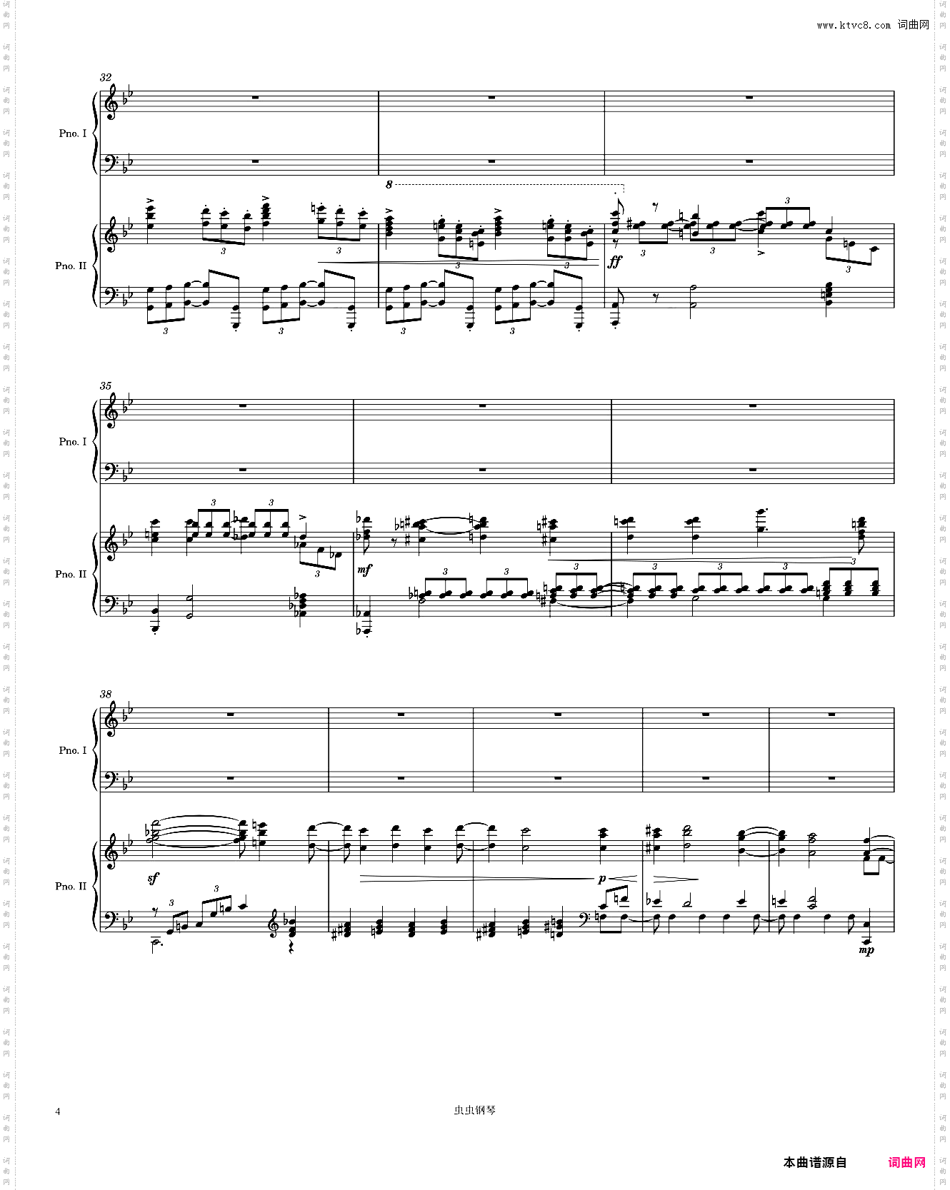 Brahms Piano Concerto No· 2, 1st Movement arr· for 2 pianos