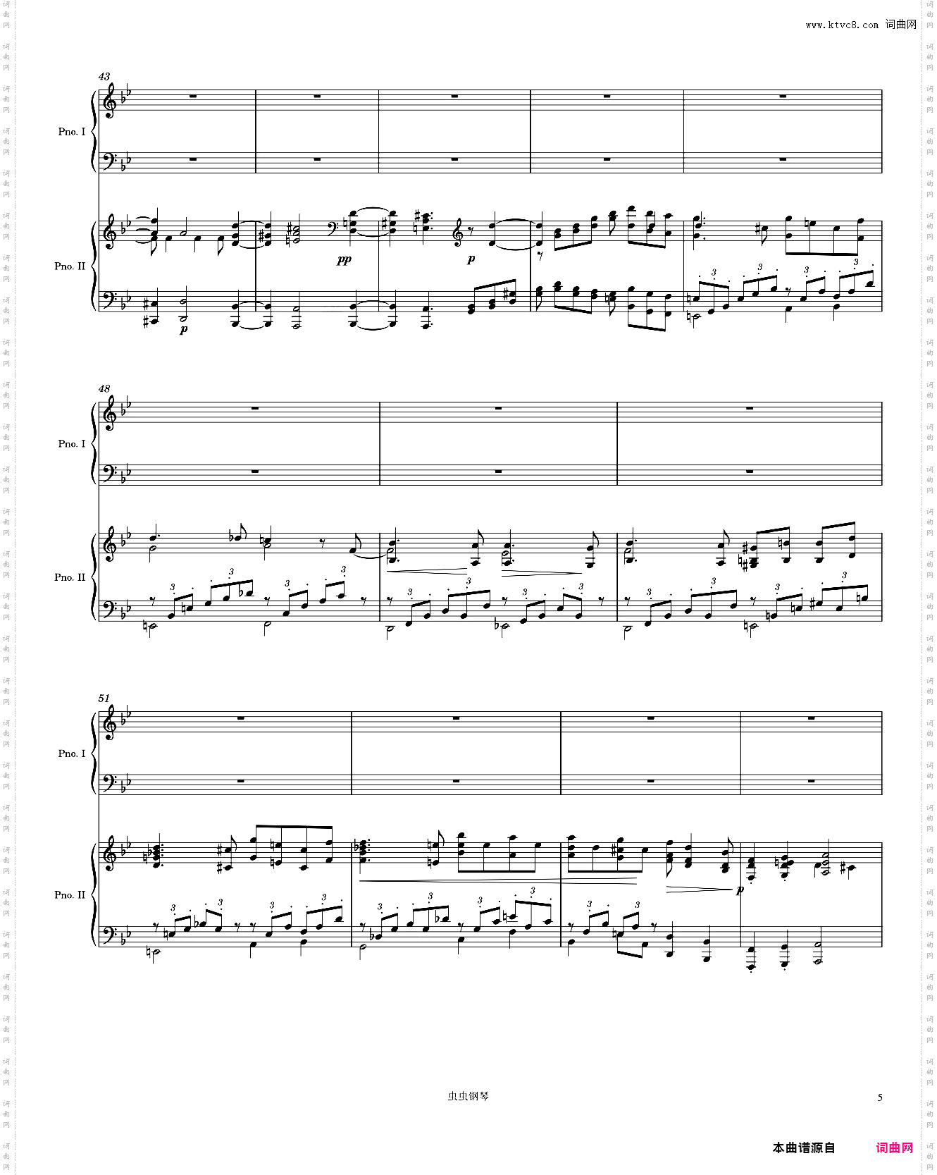 Brahms Piano Concerto No· 2, 1st Movement arr· for 2 pianos