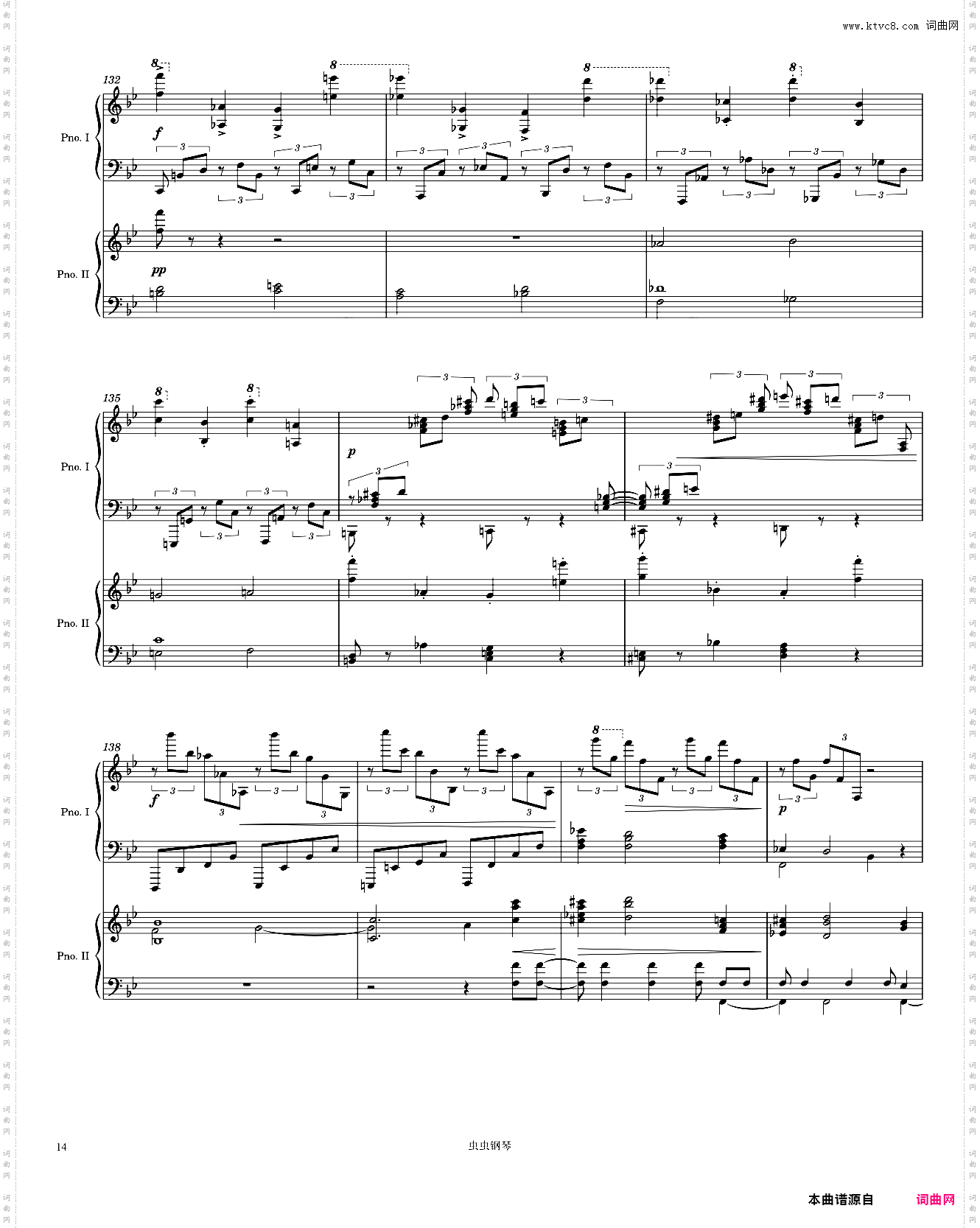 Brahms Piano Concerto No· 2, 1st Movement arr· for 2 pianos