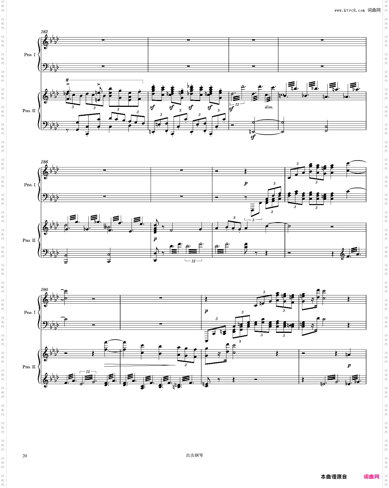 Brahms Piano Concerto No· 2, 1st Movement arr· for 2 pianos