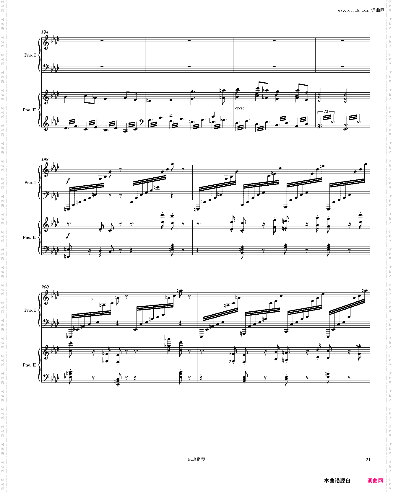 Brahms Piano Concerto No· 2, 1st Movement arr· for 2 pianos