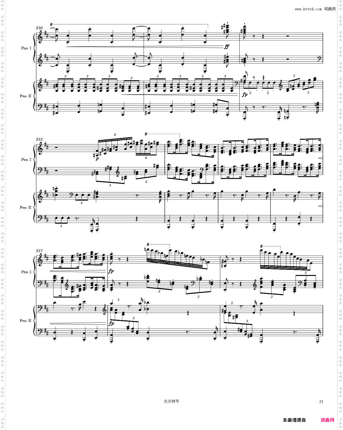 Brahms Piano Concerto No· 2, 1st Movement arr· for 2 pianos