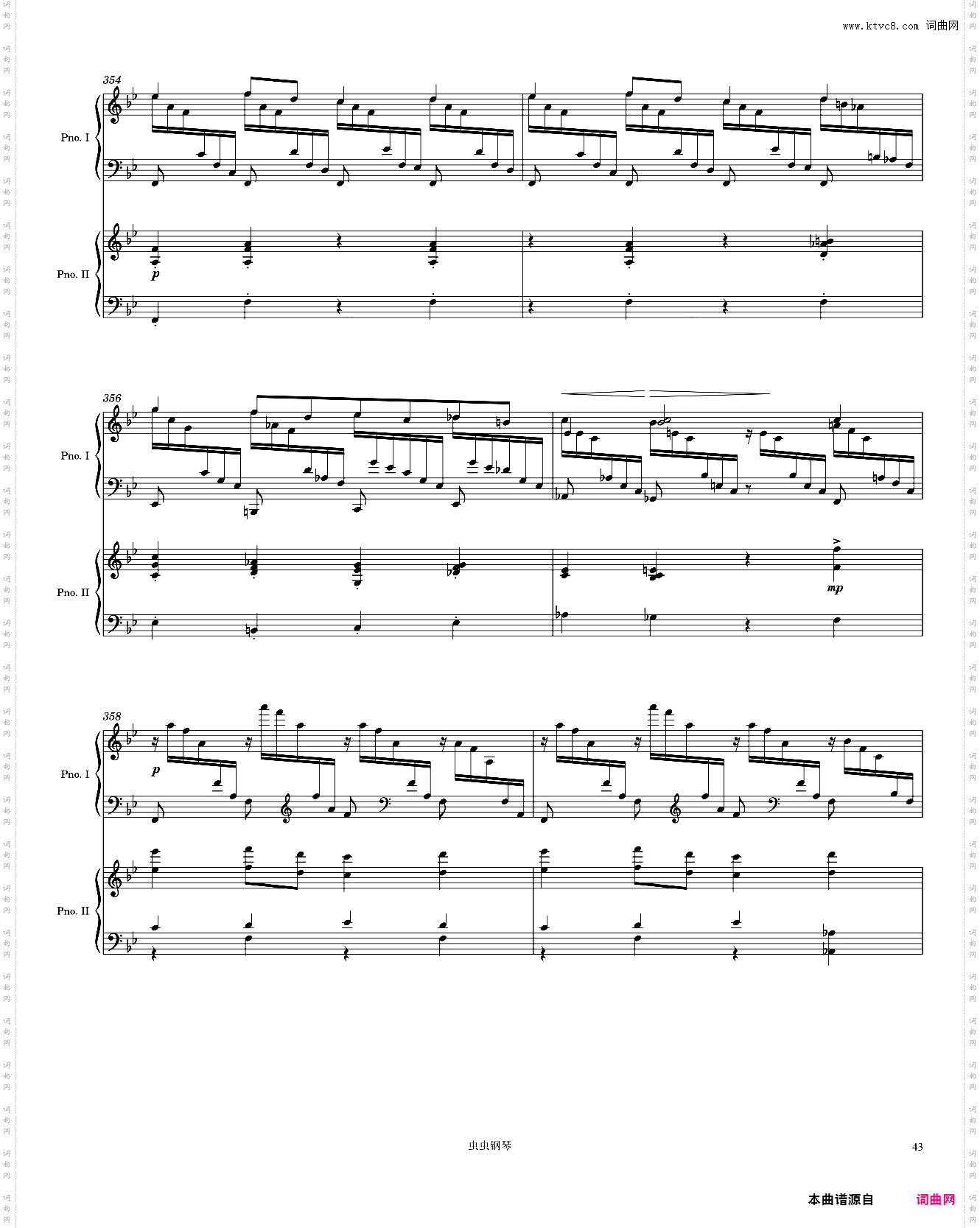 Brahms Piano Concerto No· 2, 1st Movement arr· for 2 pianos