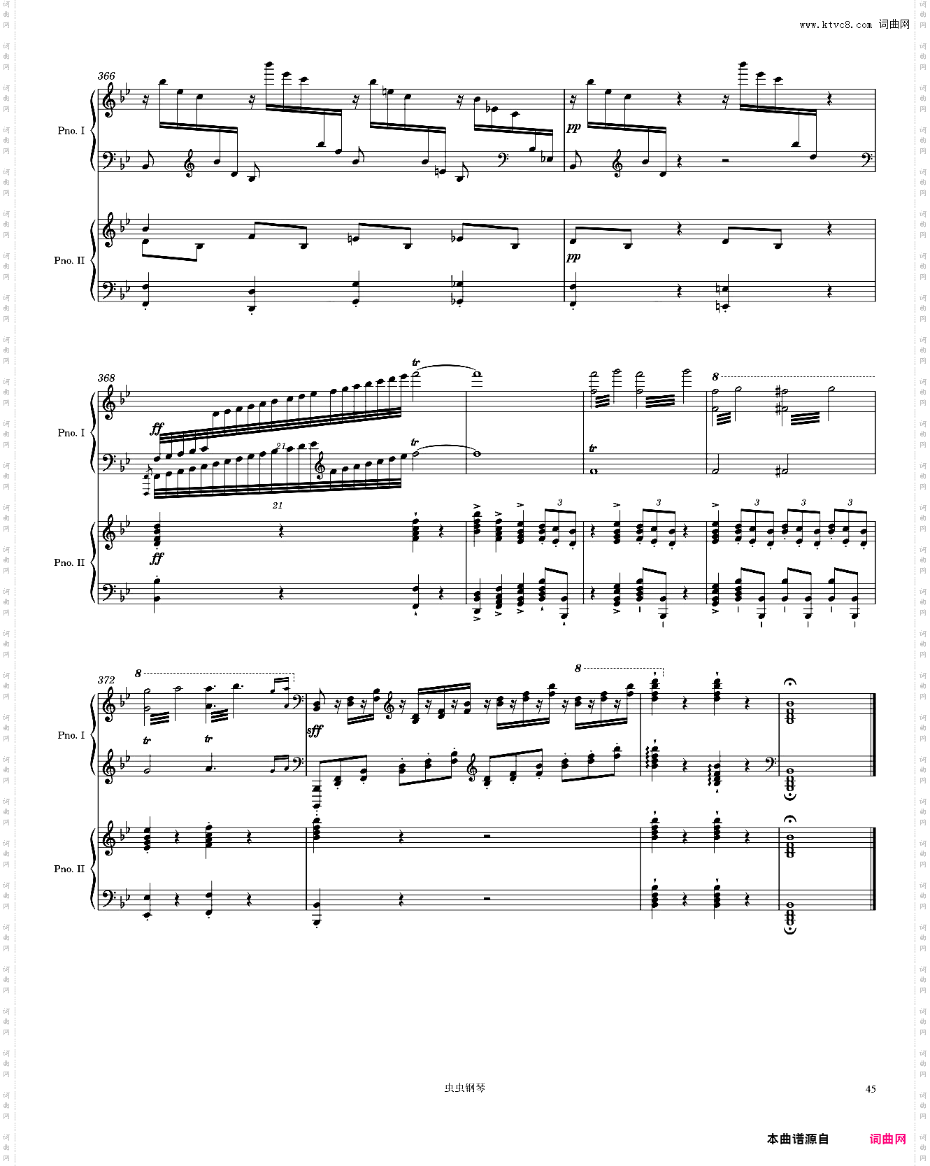 Brahms Piano Concerto No· 2, 1st Movement arr· for 2 pianos