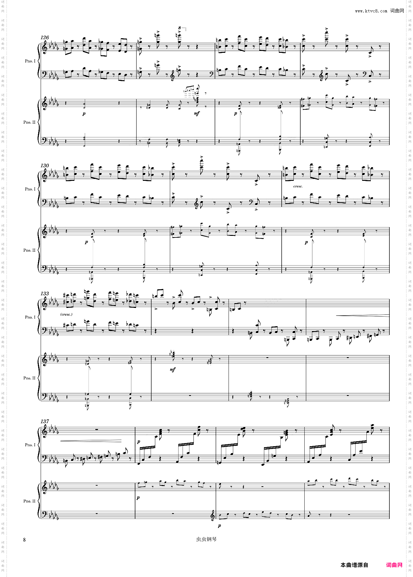 Tchaikovsky Piano Concerto No· 1, 1st Mvmt arr· for 2 pianos