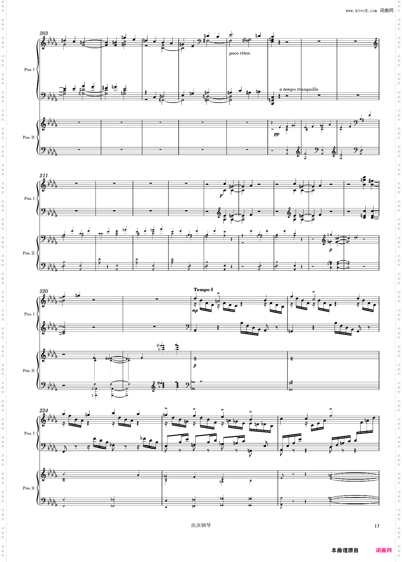 Tchaikovsky Piano Concerto No· 1, 1st Mvmt arr· for 2 pianos