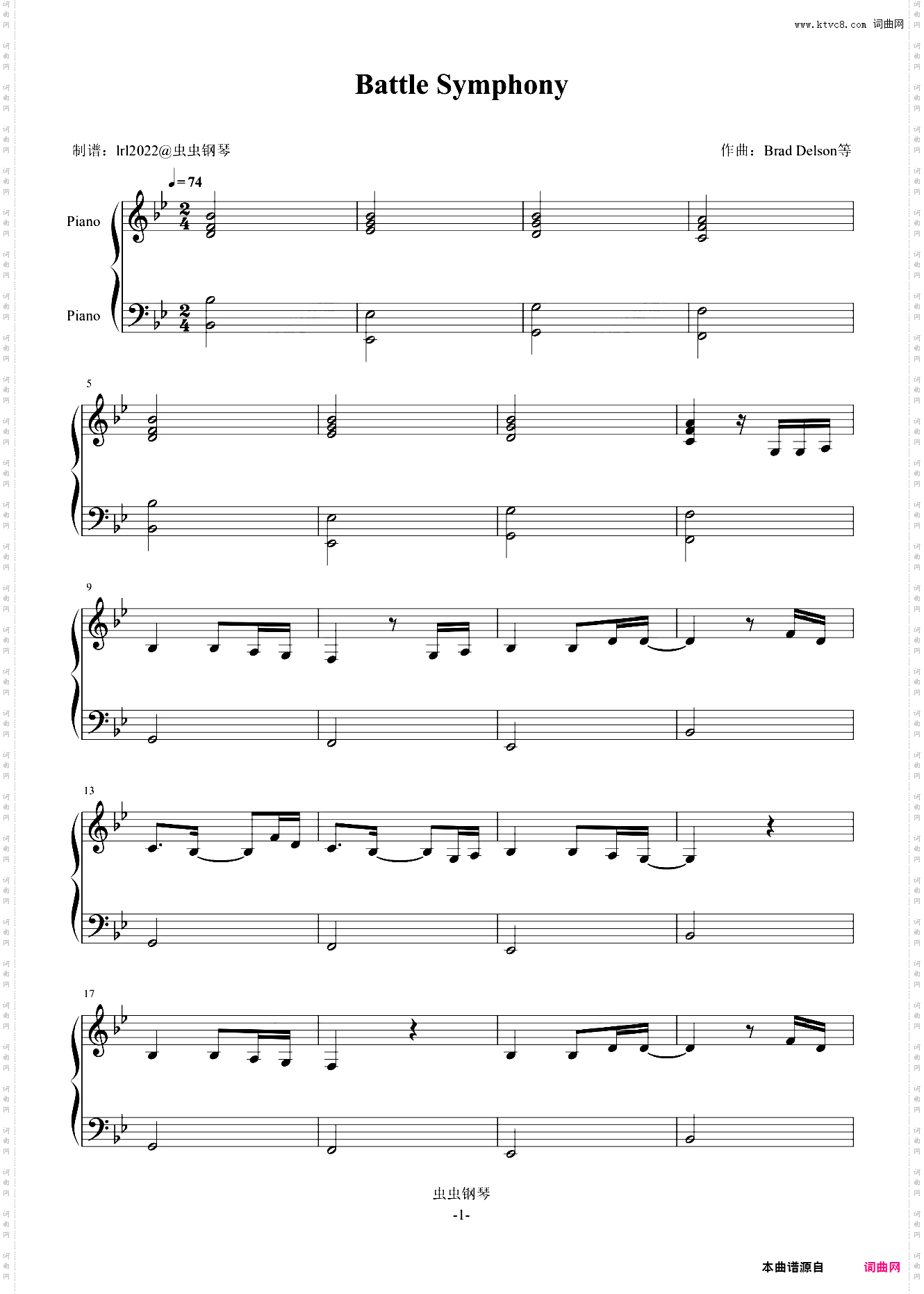 Battle Symphony-战斗交响曲-Linkin Park-林肯公园-钢琴谱-独奏版