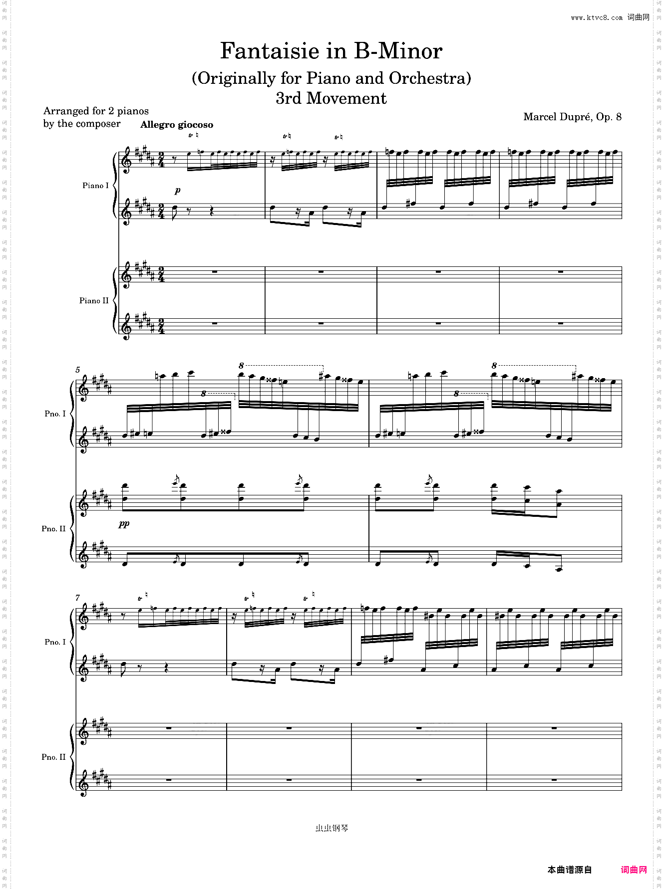 Dupré Fantaisie in B Minor 3rd Movement Arr· for 2 pianos