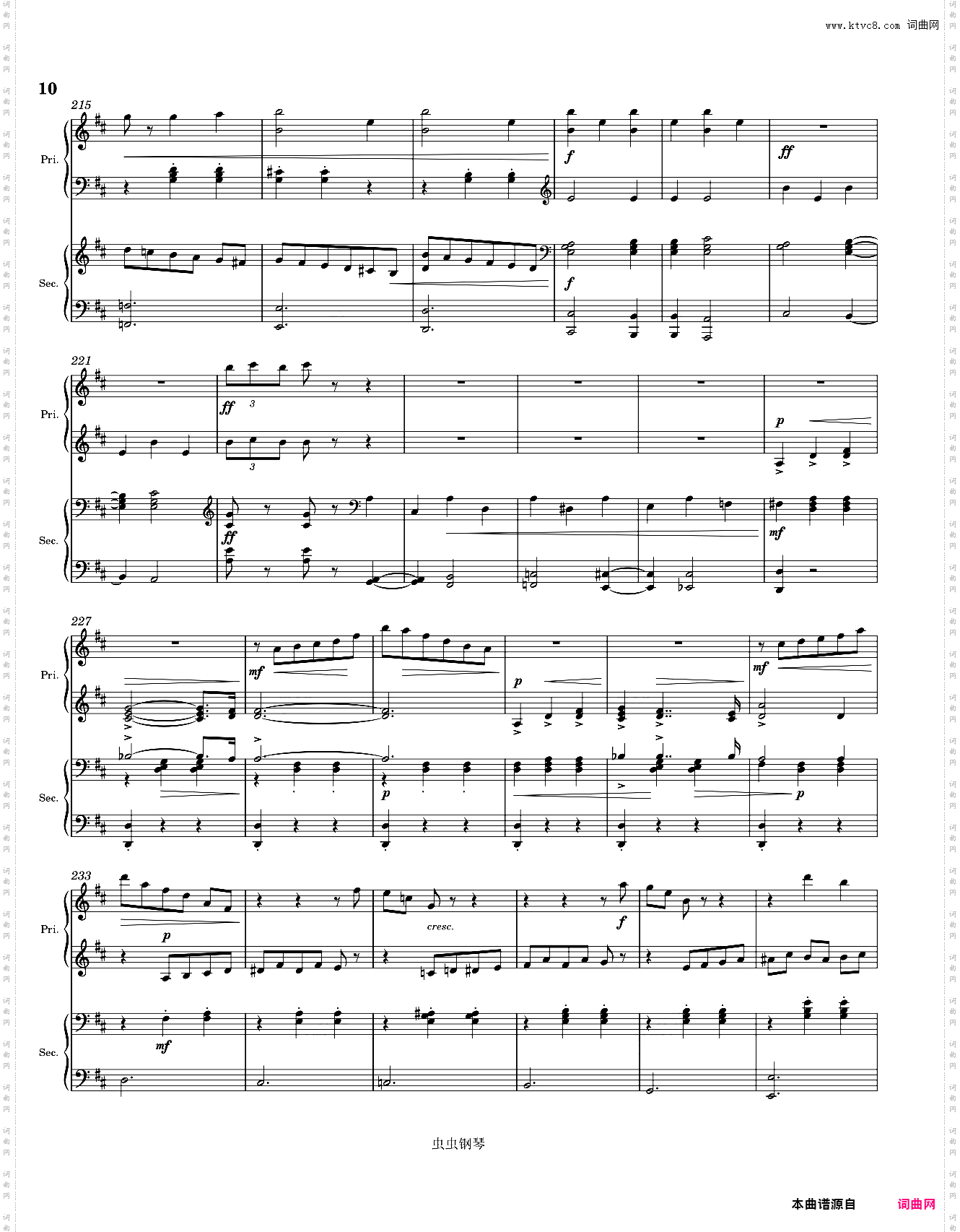 花之圆舞曲 Tchaikovsky Waltz of the Flowers from The Nutcracker Piano 4 hands