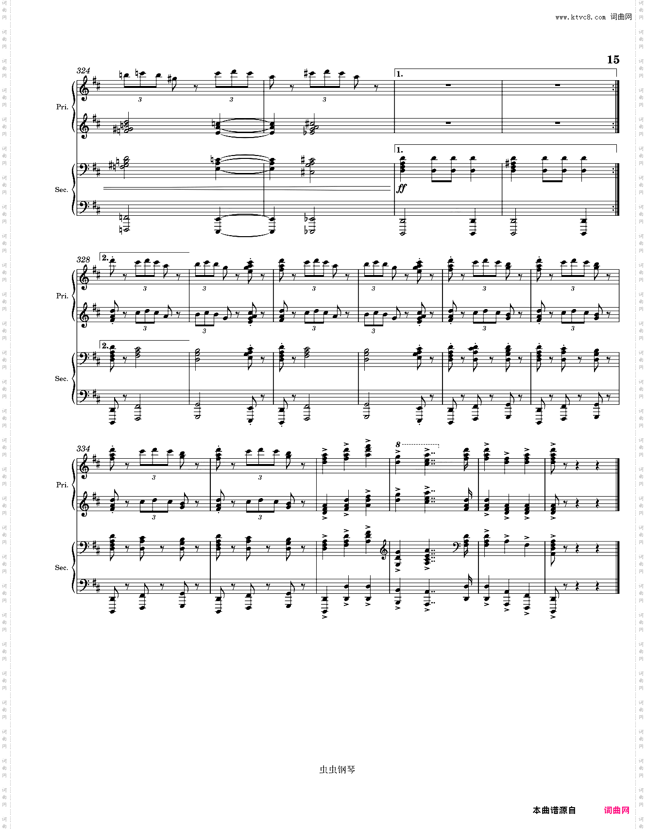 花之圆舞曲 Tchaikovsky Waltz of the Flowers from The Nutcracker Piano 4 hands