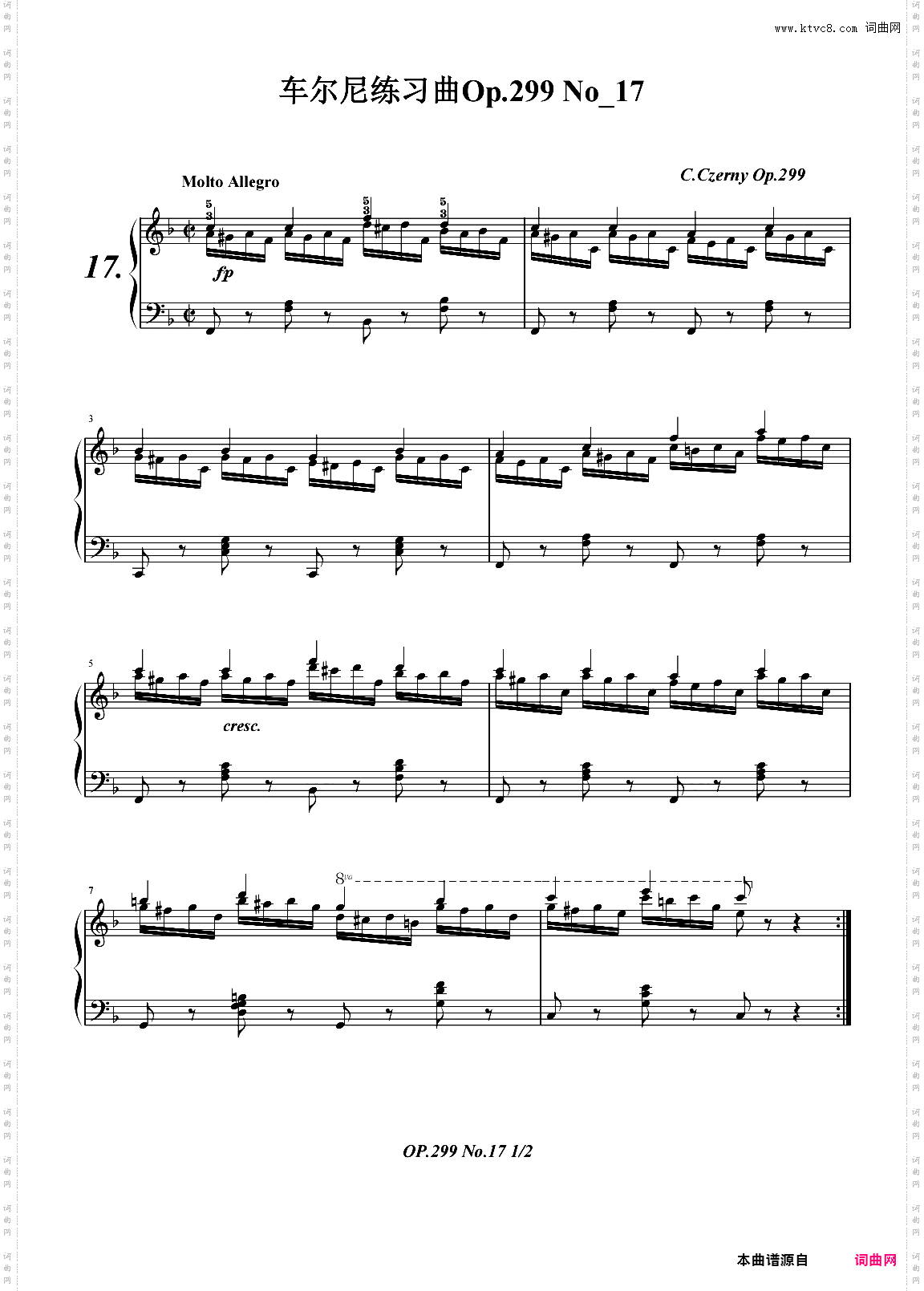 车尔尼练习曲Op·299 No_17