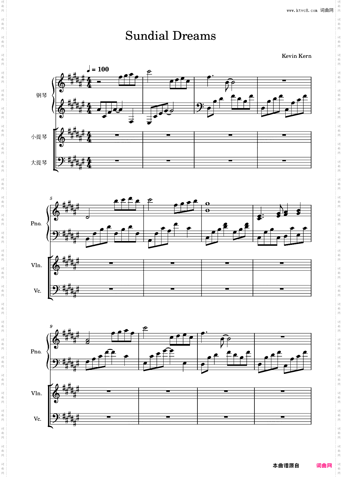 Sundial Dreams曲谱三种乐器