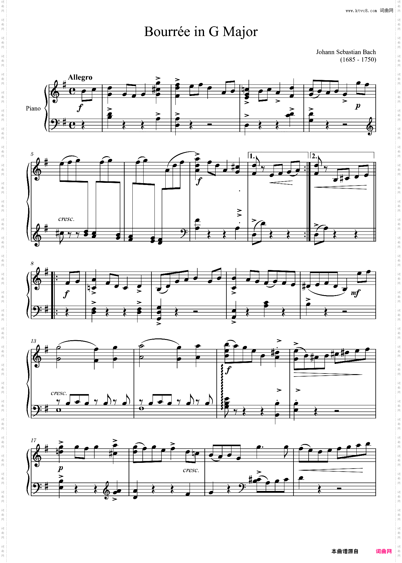 Bourrée BWV 1009 in G Major