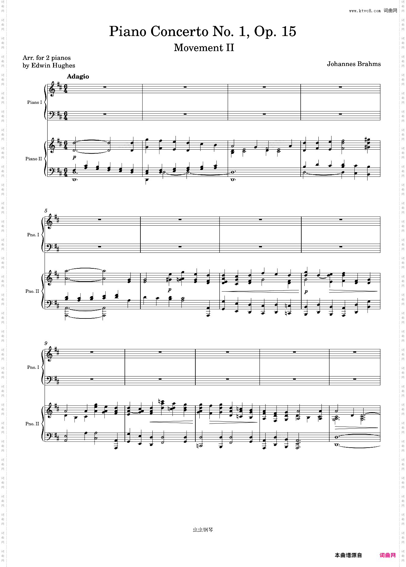 Brahms Piano Concerto No· 1, 2nd Mvmt· Arr· for 2 pianos