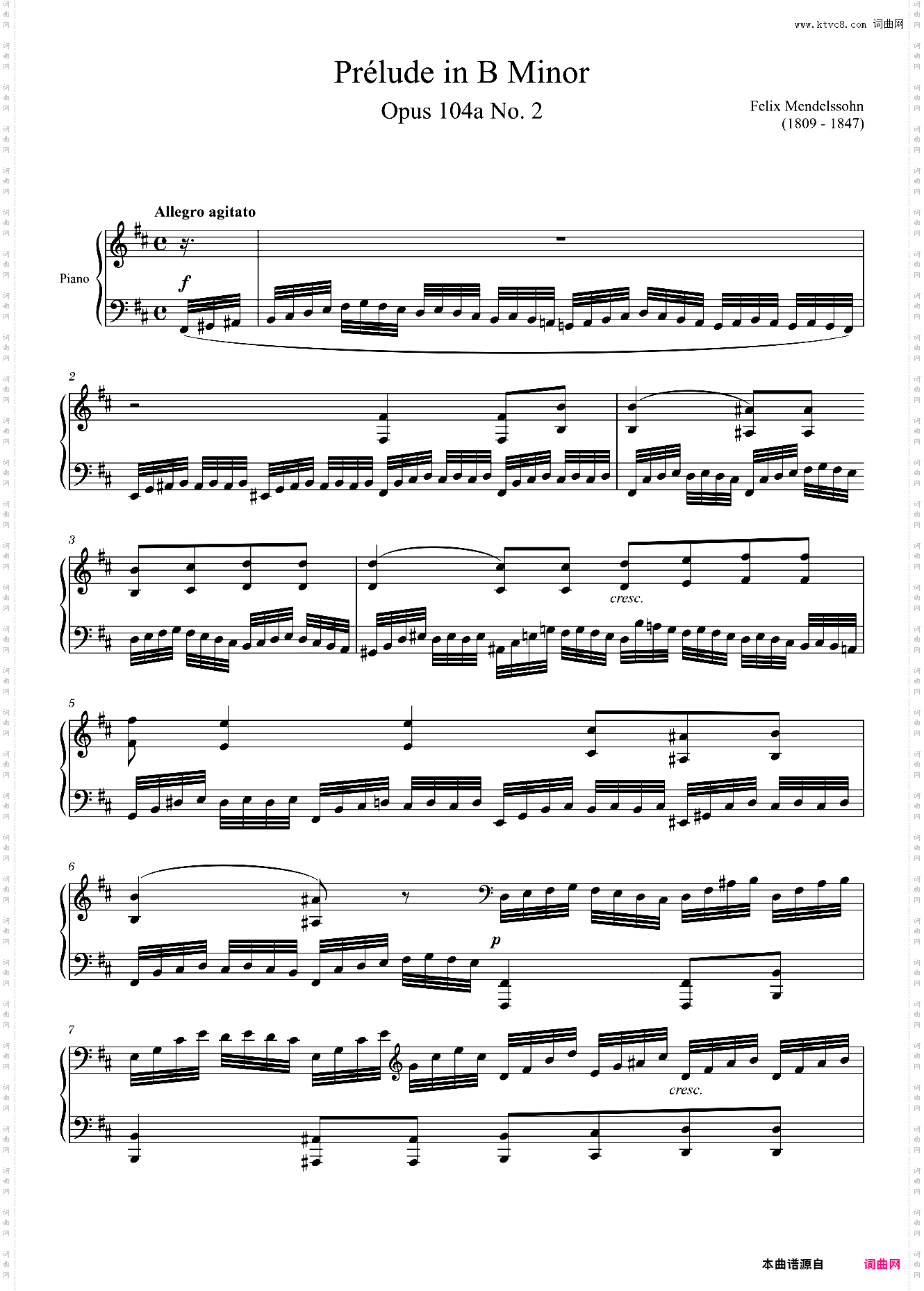 Prélude Opus 104a No· 2 in B Minor