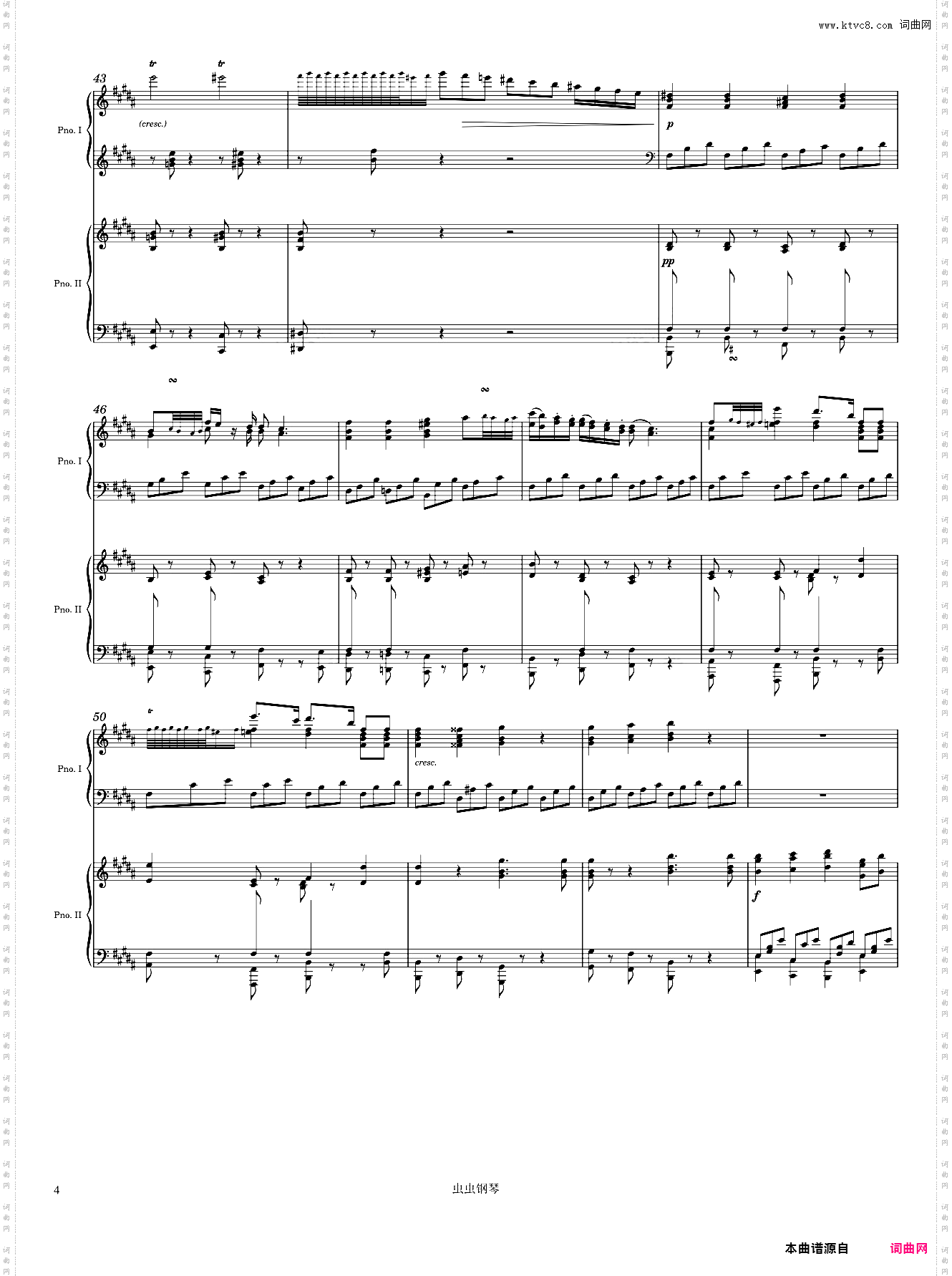 Beethoven Piano Concerto No· 5 2nd movement Arr· for 2 pianos