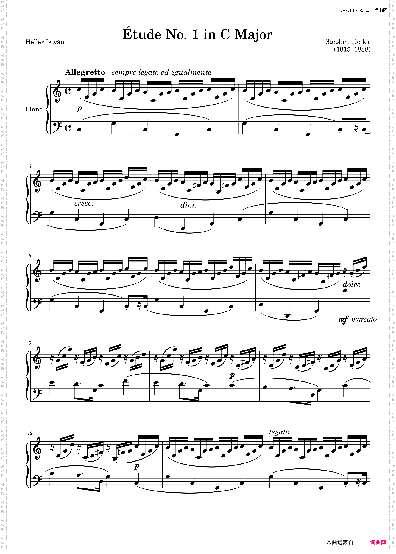E?tude Opus 45 No· 1 in C Major – Heller