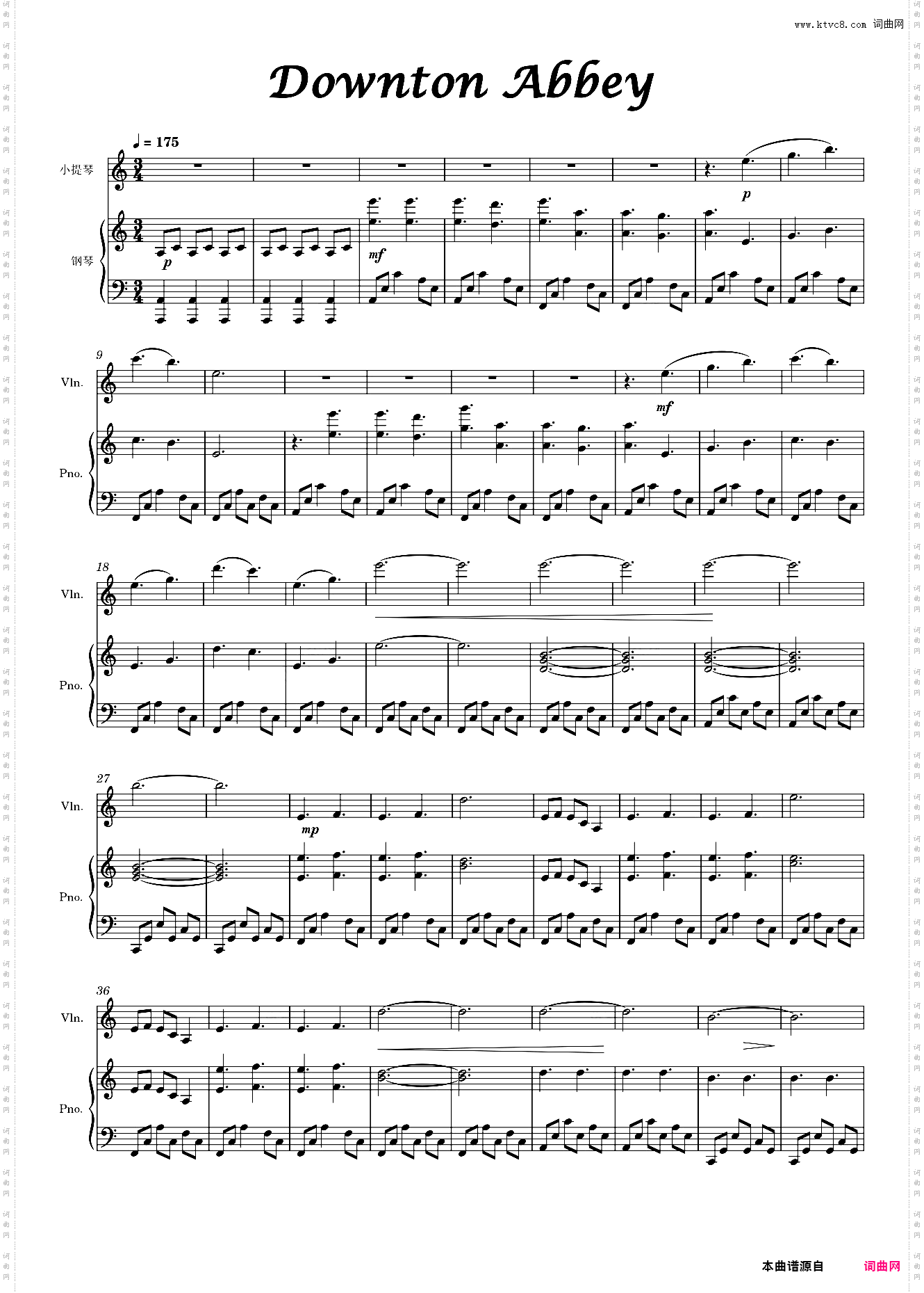 唐顿庄园 Downton Abbey 小提琴 钢琴John Lunn