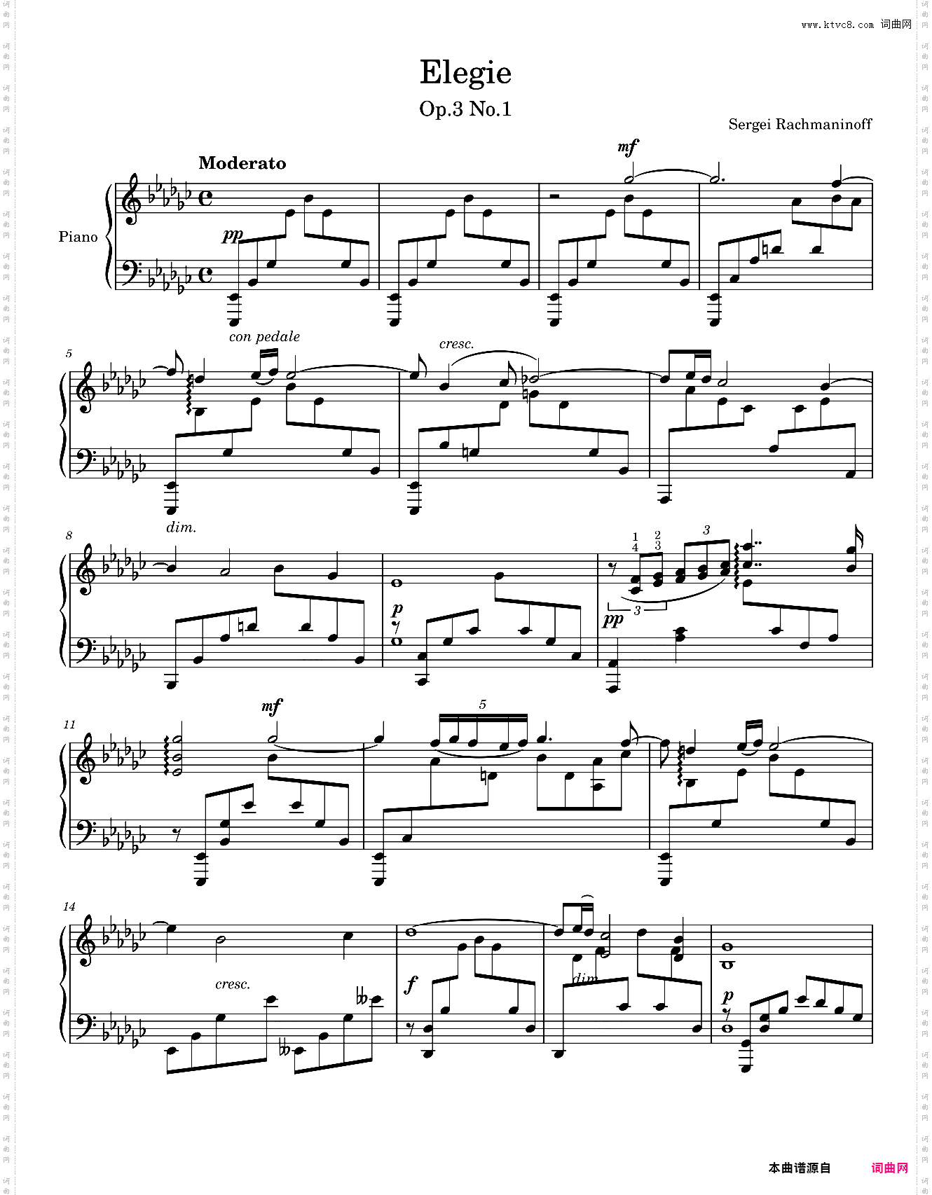 Rachmaninoff, Elegy Op 3 No 1 拉赫玛尼诺夫
