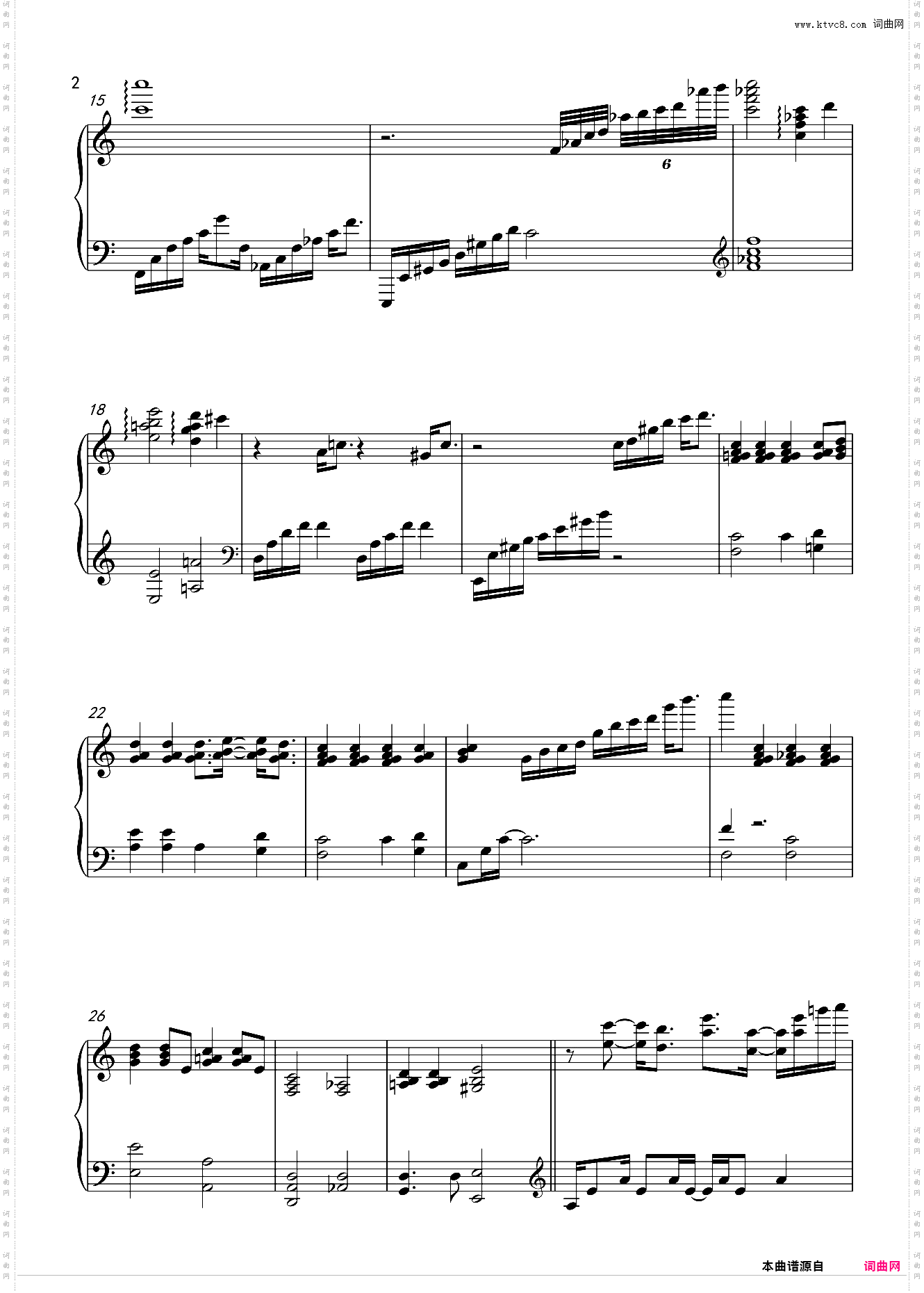 天使乌鸦 Fallen Angel - 钢琴伴奏谱