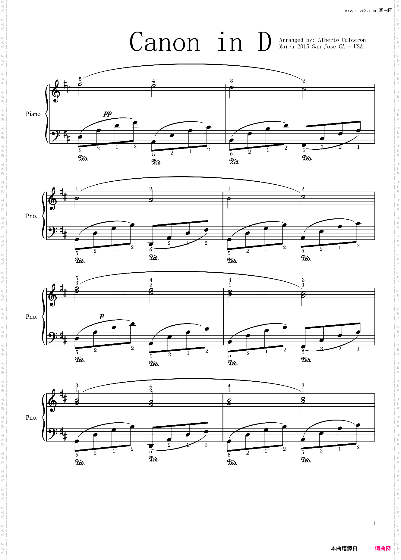 D大调卡农 Canon in D Pachebel· Piano Version by AC