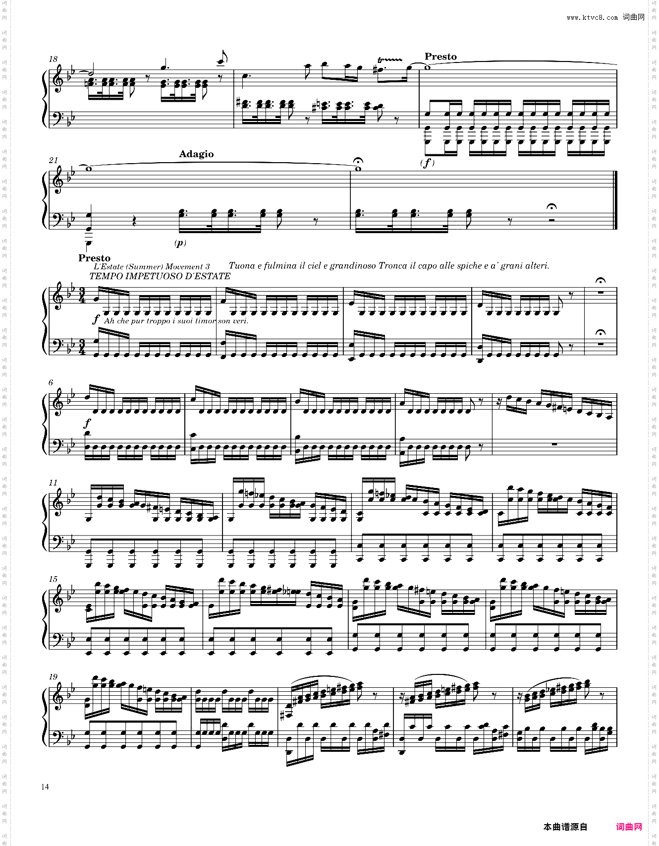 维瓦尔第-四季 春The Four Seasons Complete Piano Transcription