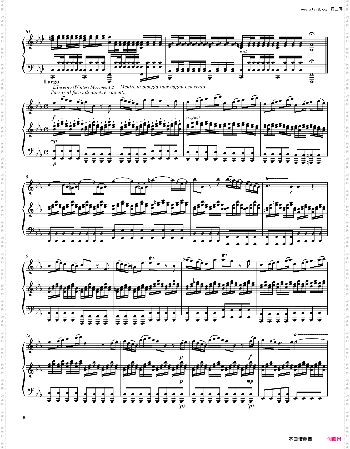 维瓦尔第-四季 春The Four Seasons Complete Piano Transcription