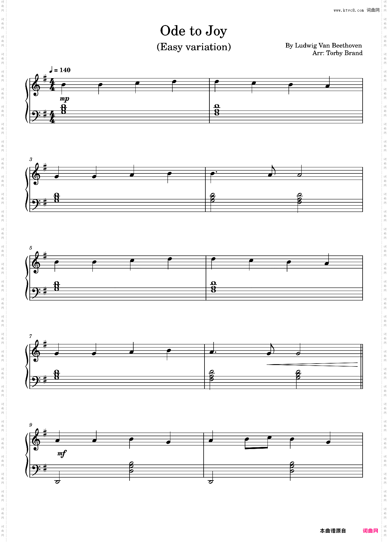贝多芬 欢乐颂 Ode to Joy Easy variation