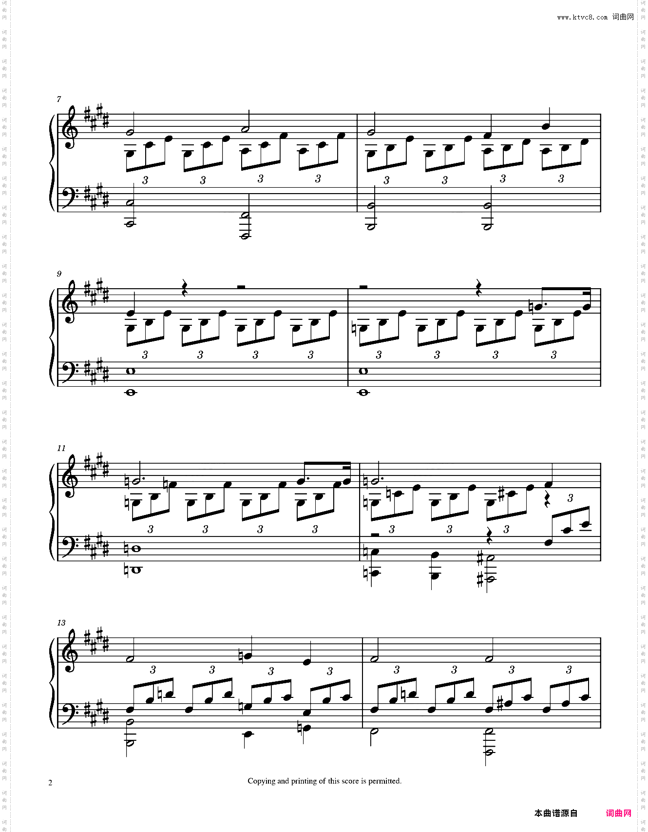 贝多芬《月光奏鸣曲》第一乐章钢琴谱 Sonata No· 14 ·