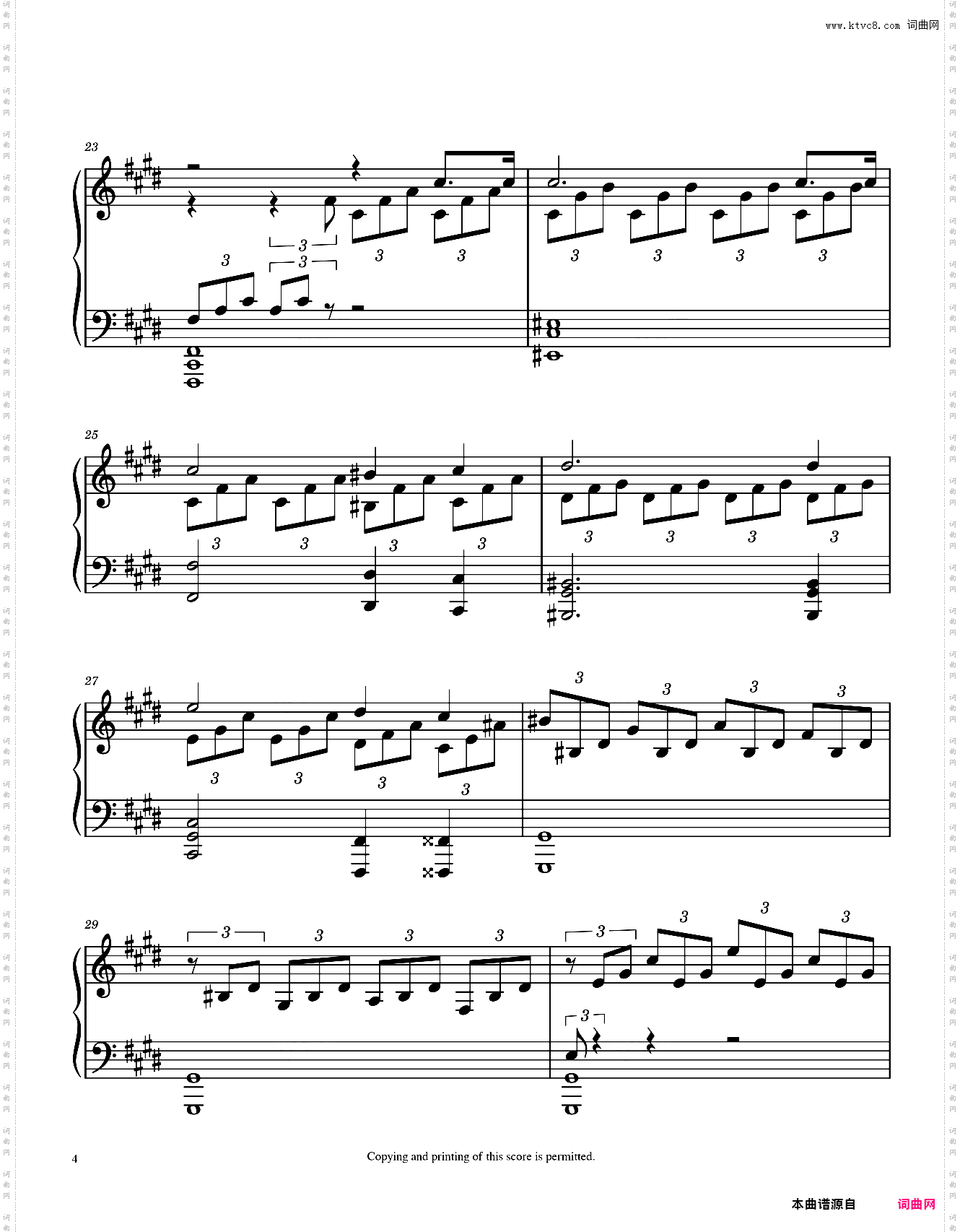 贝多芬《月光奏鸣曲》第一乐章钢琴谱 Sonata No· 14 ·